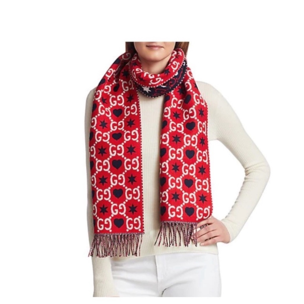 Gucci | Scarf | GG Hearts Wool Scarf